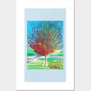 Autumn tree painting Posters and Art